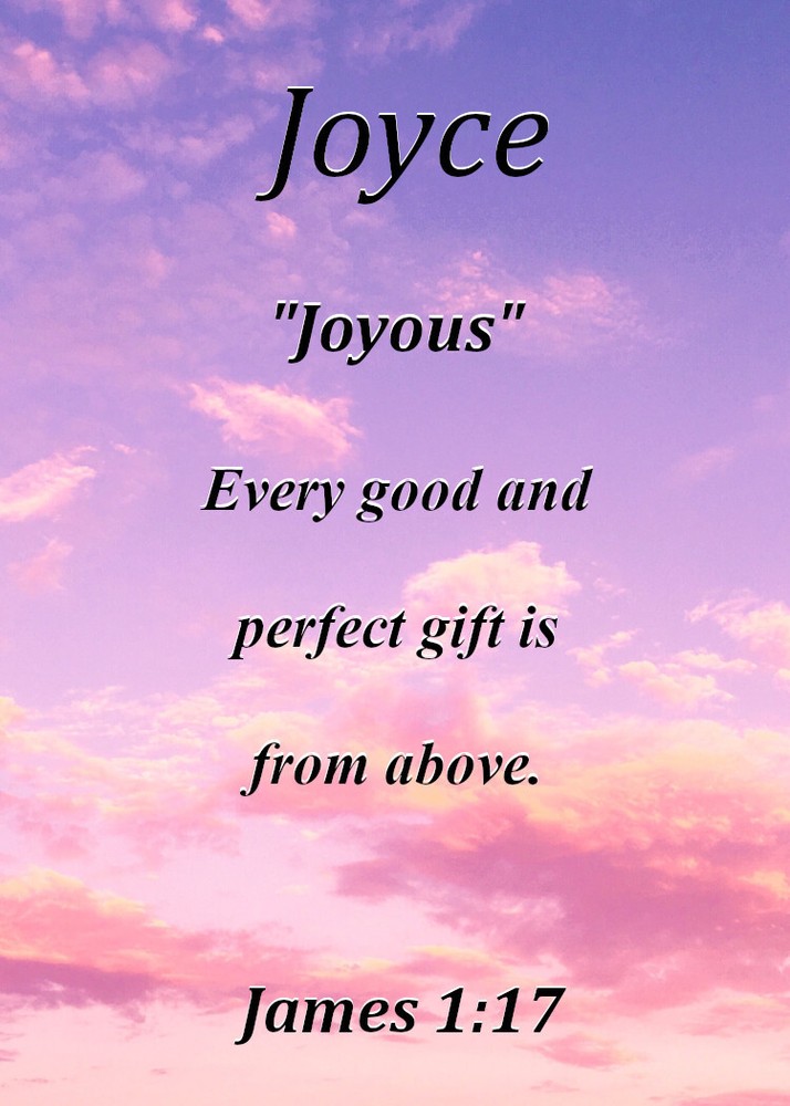 Joyce "Joyous" Keepsake Name Meaning Card with Bible Verse