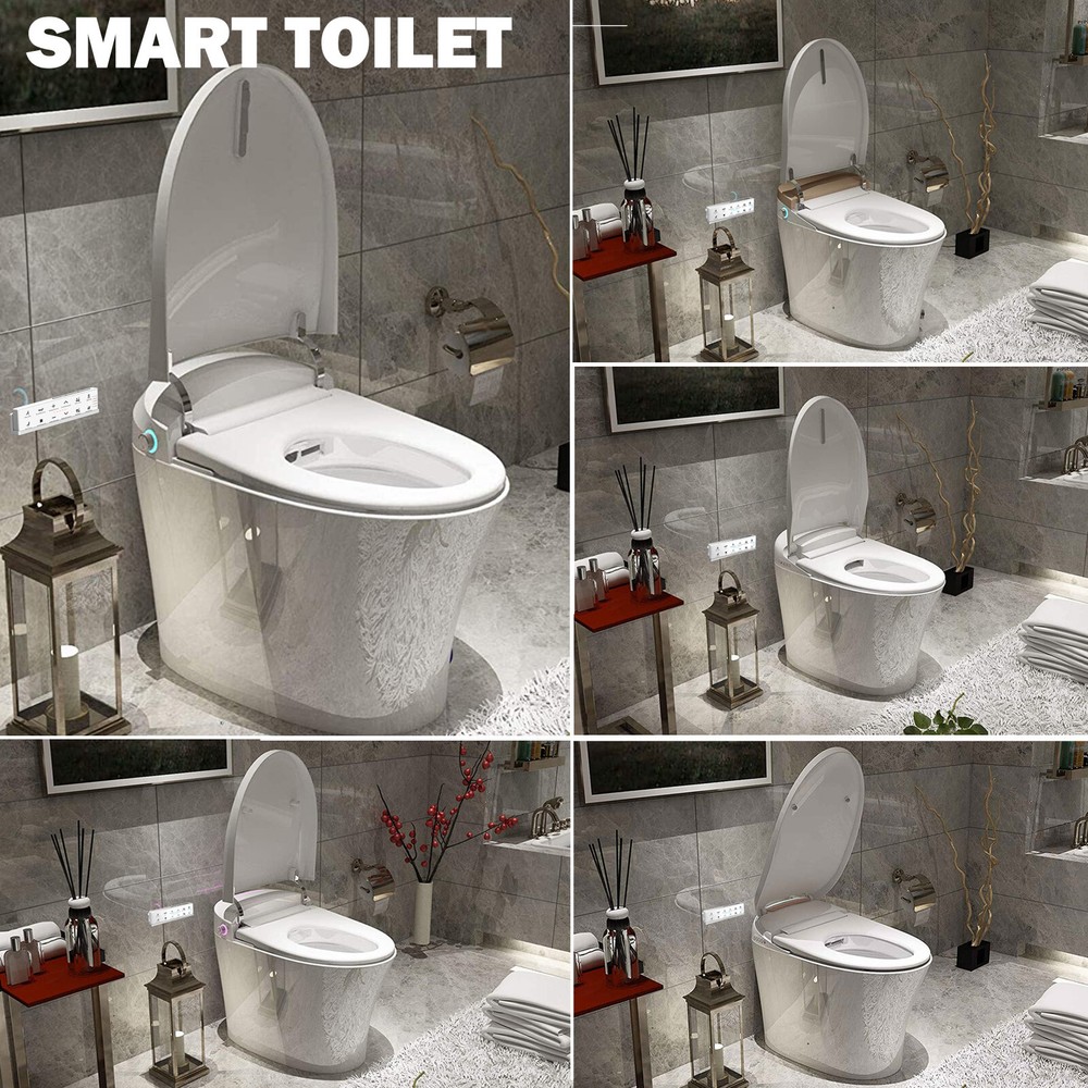 Multi Function Electric Smart Toilet Bidet Auto Flush Heated Seat Remote Control