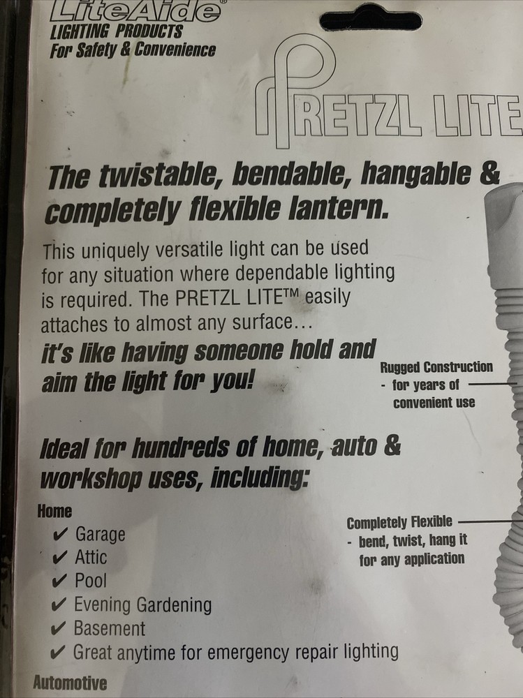 Vintage LiteAide Pretzel Lite Twistable Bendable Hangable Flexible Lantern Light