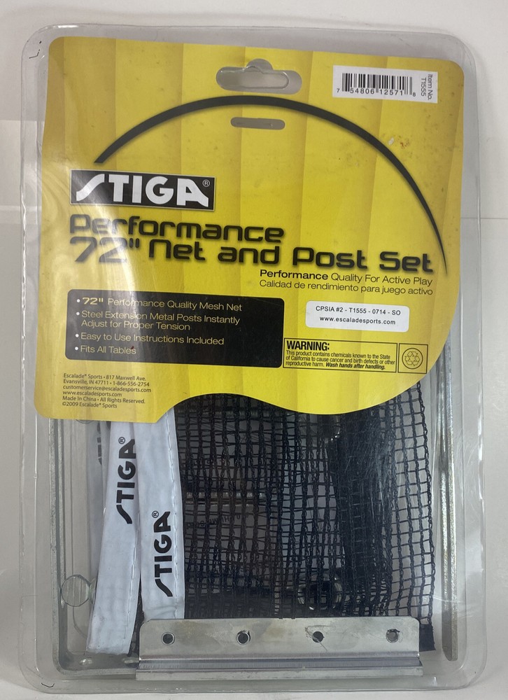 Stiga 72” Net & Post Set 2009 Performance Quality For Active Play Fits All Table