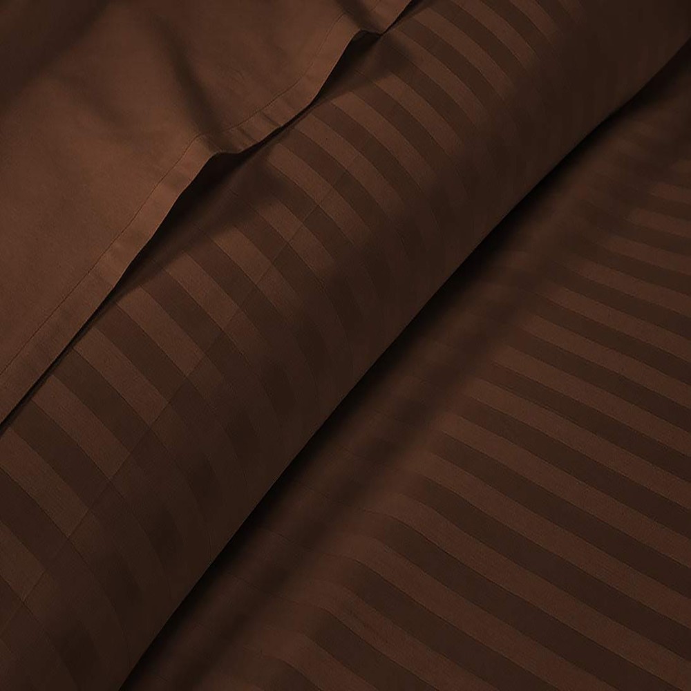 Soft Bedding 1000 - 1200 Thread Count 100% Cotton Chocolate Stripe Select Item