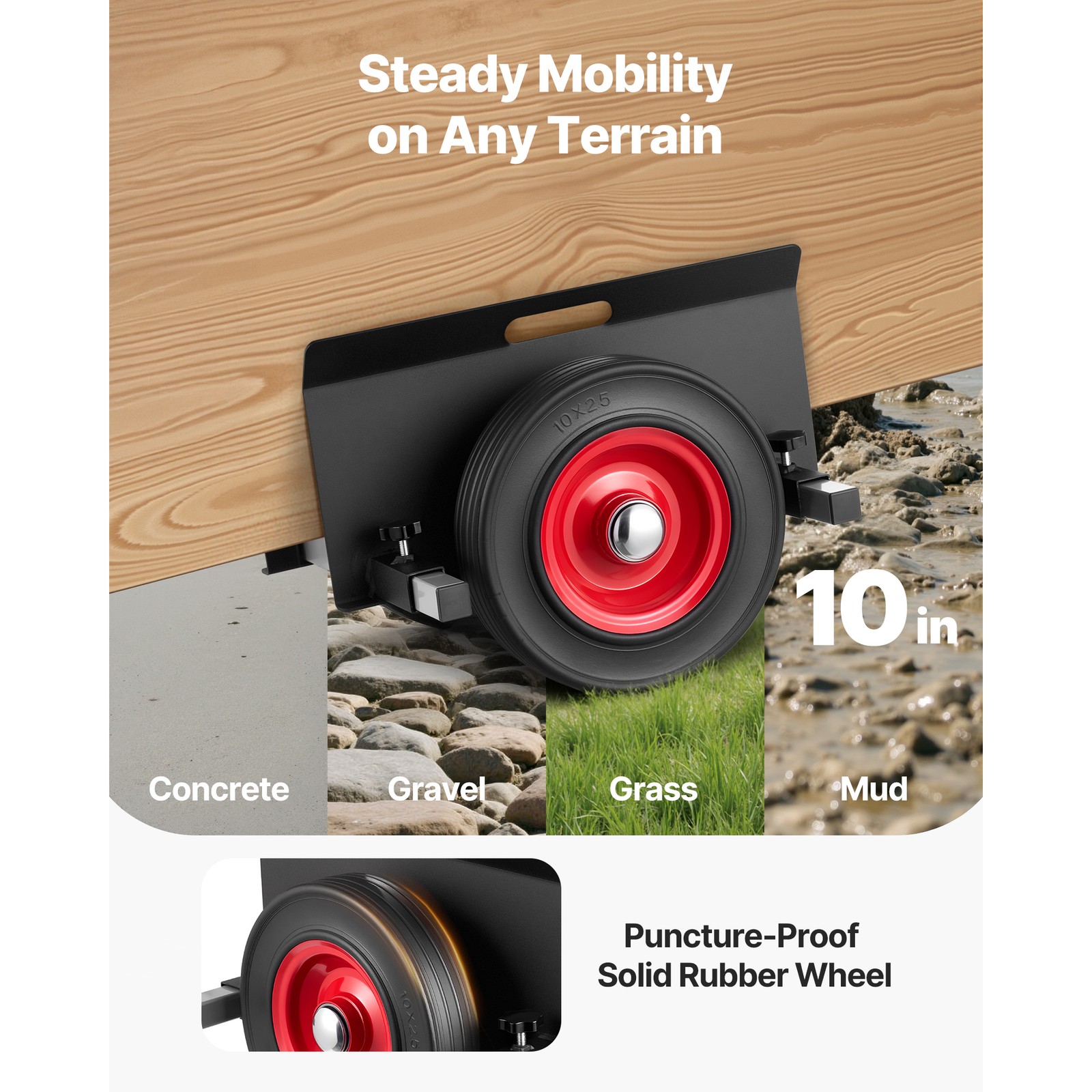 Uimoso Panel Dolly 1000 lbs Capacity 10“ Rubber Wheels Drywall Transport