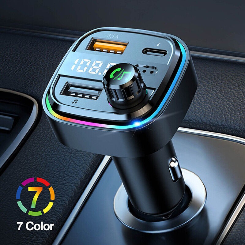 Universal Bluetooth 5.0 Car Wireless Adapter FM-Transmitter MP3 Radio USBCharger