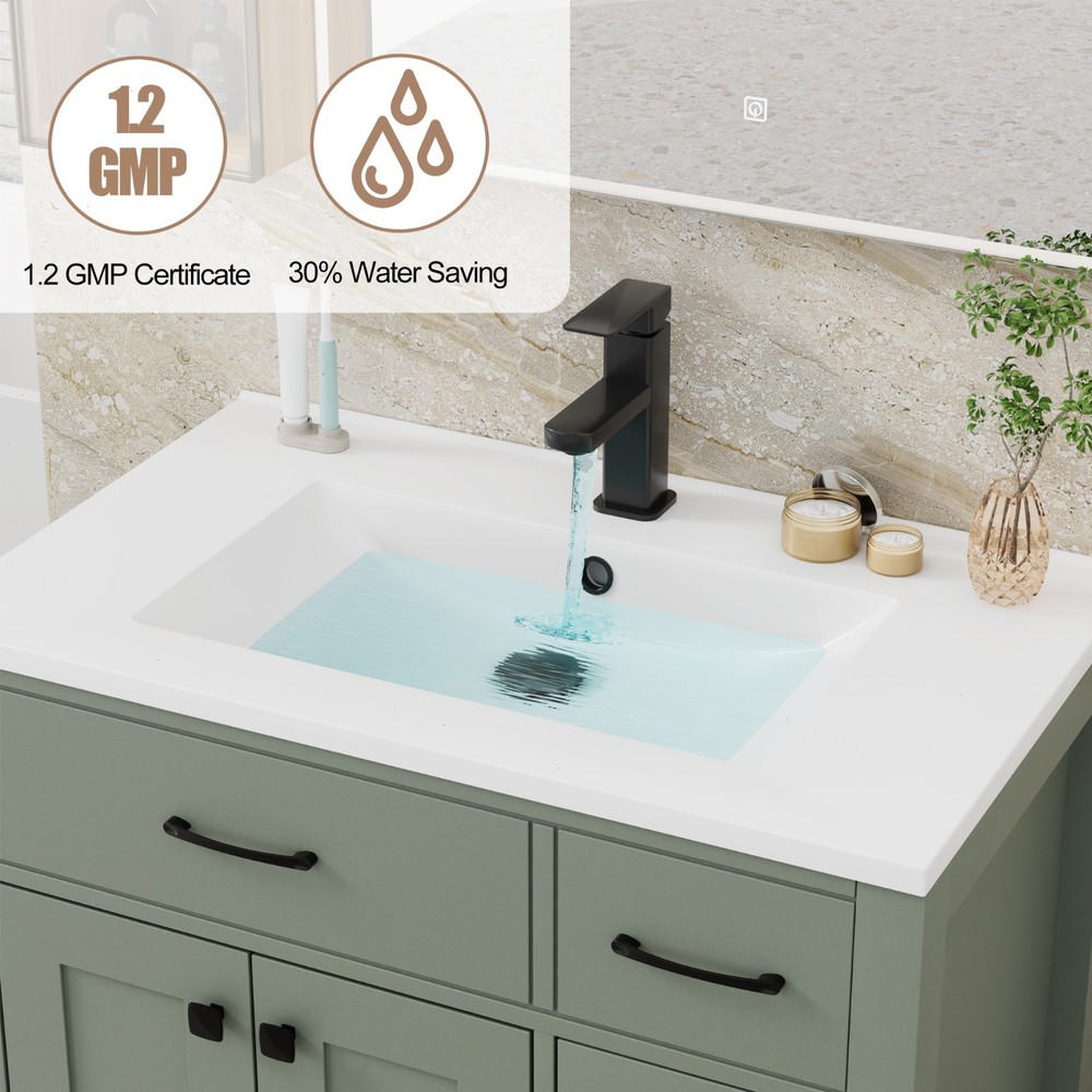 30" Single Sink Vanity Top Undermount Bathroom Sink