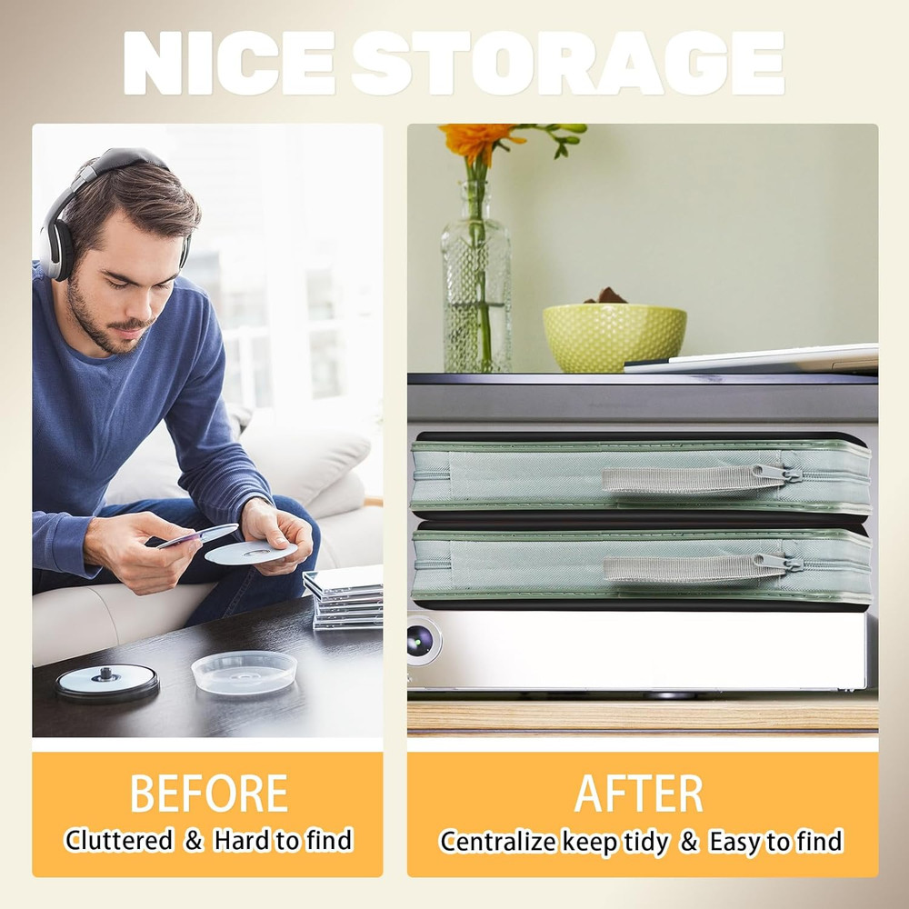 CD/DVD Case Storage, 100 Capacity Holder - Plastic Disc Case Storage Wallet Bind