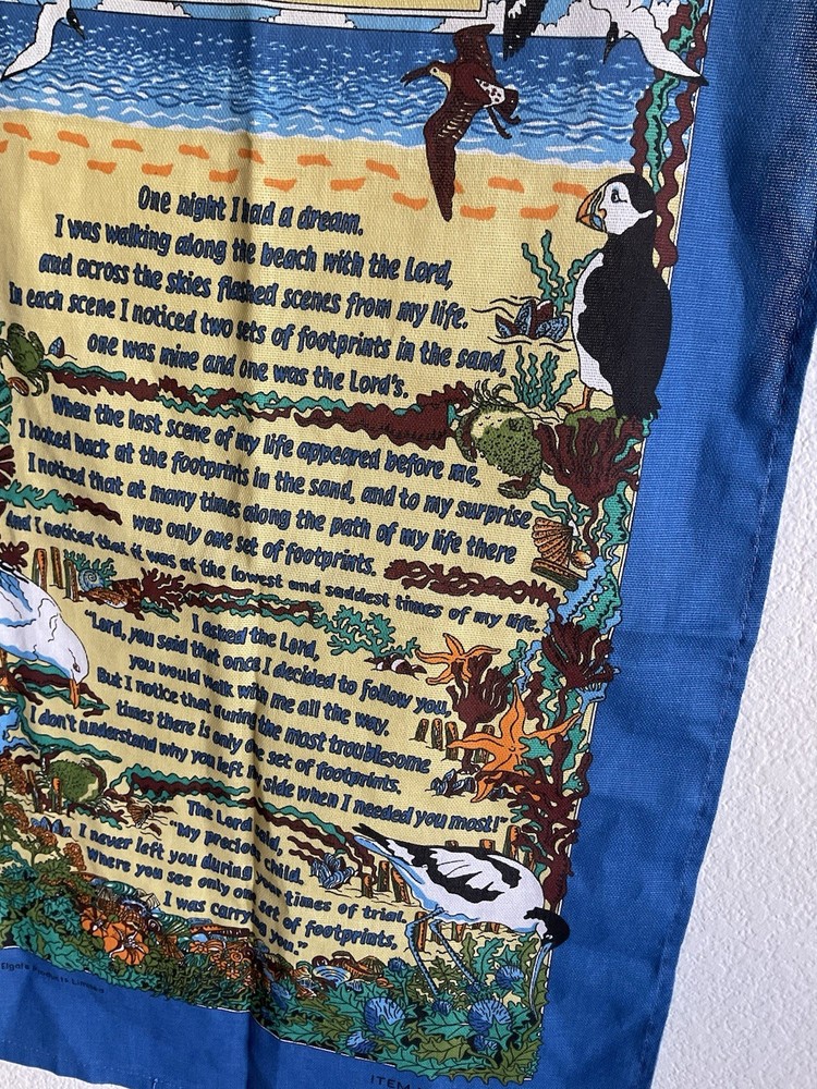Footprints Elgate Poem Kitchen Towel Blue Beach