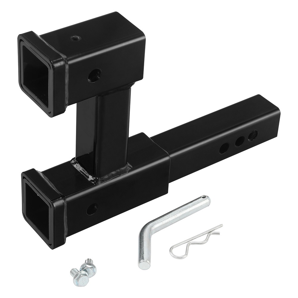 Dual Hitch Receiver 2" Trailer Double Post Extension Riser Adapter Extender