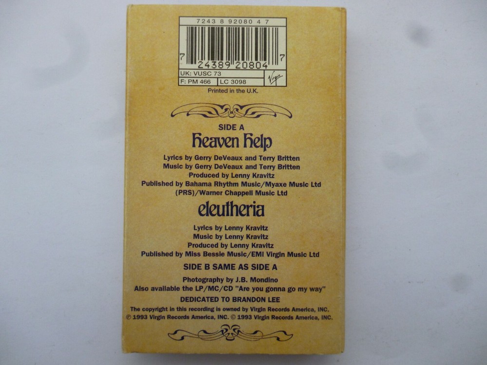 LENNY KRAVITZ - HEAVEN HELP - CASSETTE SINGLE