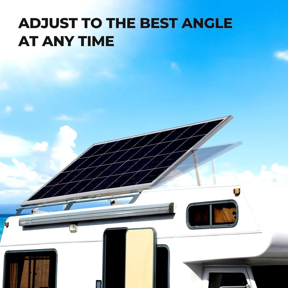 4PCS Solar Panel RV Tilt Mount Brackets Rooftop Flat Surface Adjustable Frame US