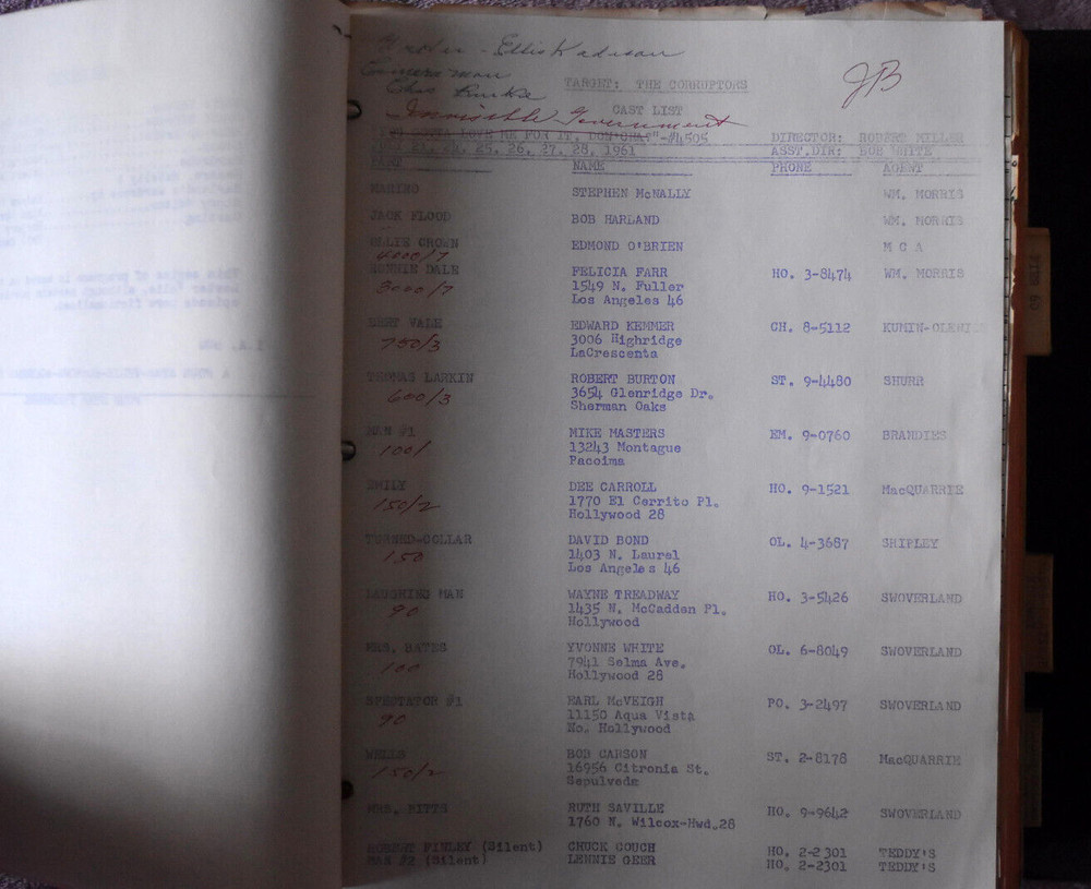 1961-2 " Target: The Corruptors " Original Screenplay Scripts.