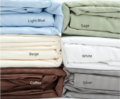 Fine 400 Thread Count 100% Cotton Sateen Bed Sheet Dobby Stripe