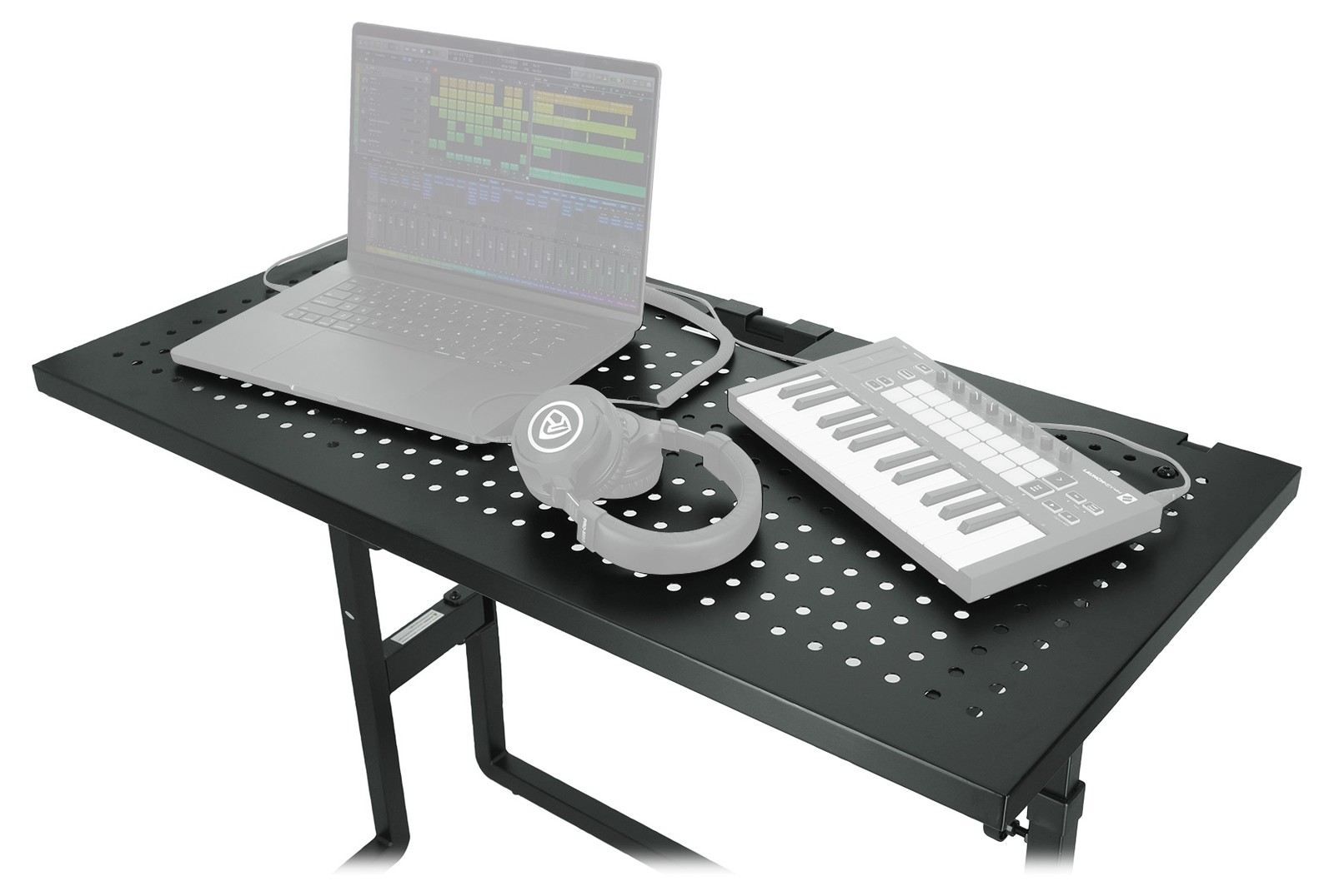 Quik Lok DJ233 Foldable DJ Table Workstation w/Perforated Shelf+Laptop Stand