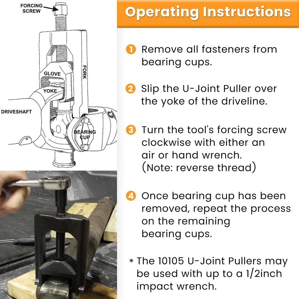 10105 Heavy Duty Universal Joint Puller Press Removal U-Joint Tool Class 1-3 US