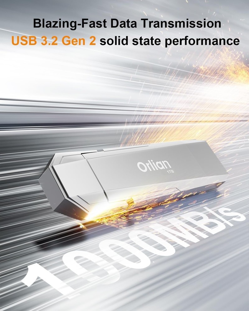 1TB External Portable SSD USB Solid State Drive Up to 1000MB/s USB 3.2 Gen 2 Dua
