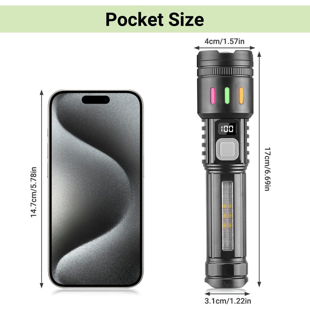 2x Super Bright LED Flashlight Rechargeable Tactical Flashlights LED Work Lights