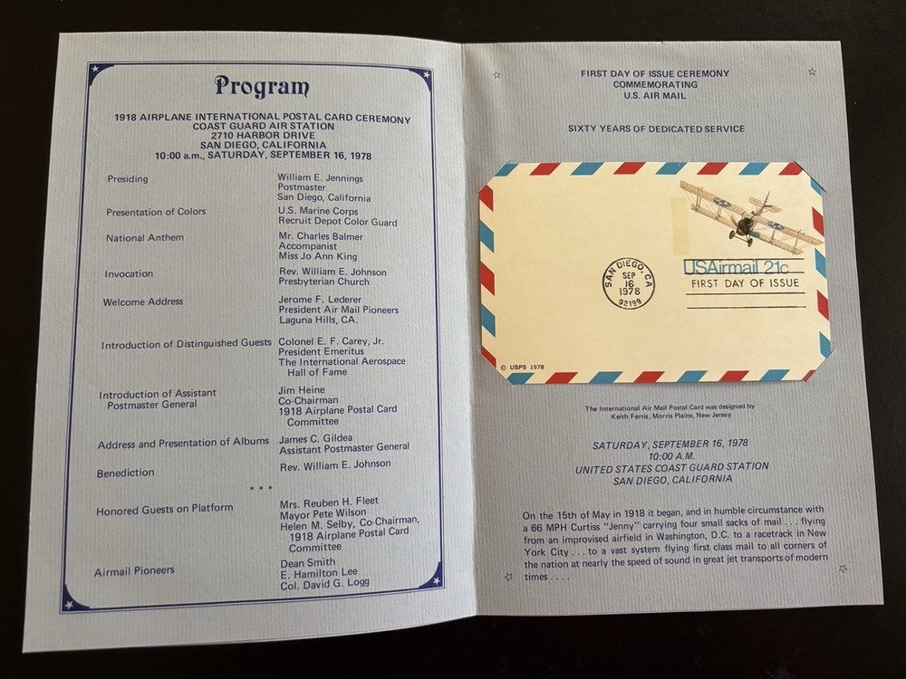 US #UXC17 FDC first day ceremony program, 1978
