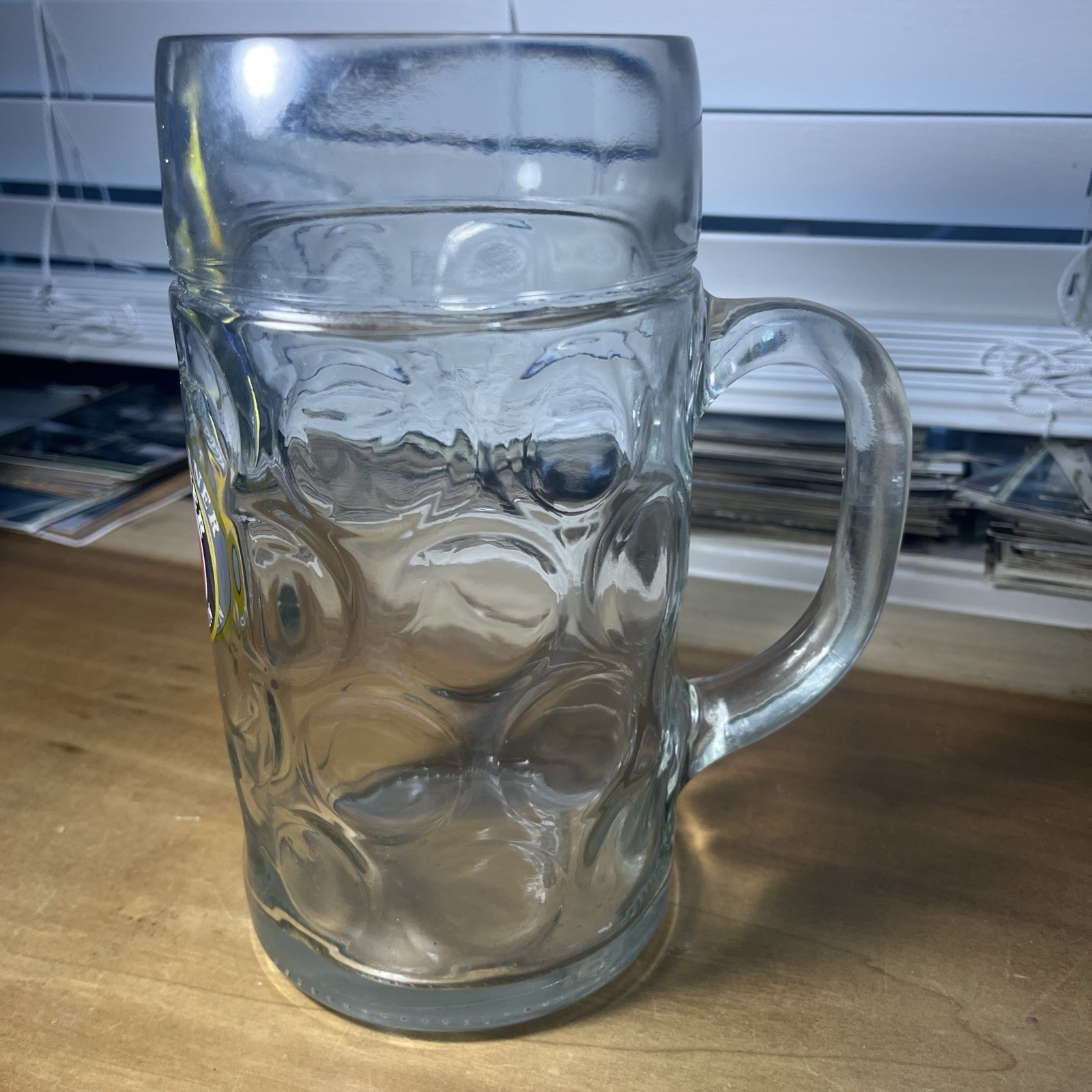 Paulaner Munchen 1 liter German Austria Beer Stein Dimple Glass Mug Oktoberfest