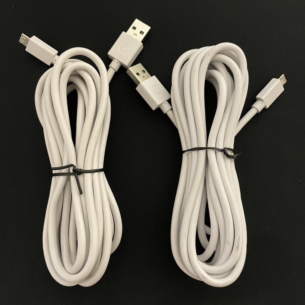 2X Original POWER A Micro USB Charging Cable for Xbox One Controller 10ft white