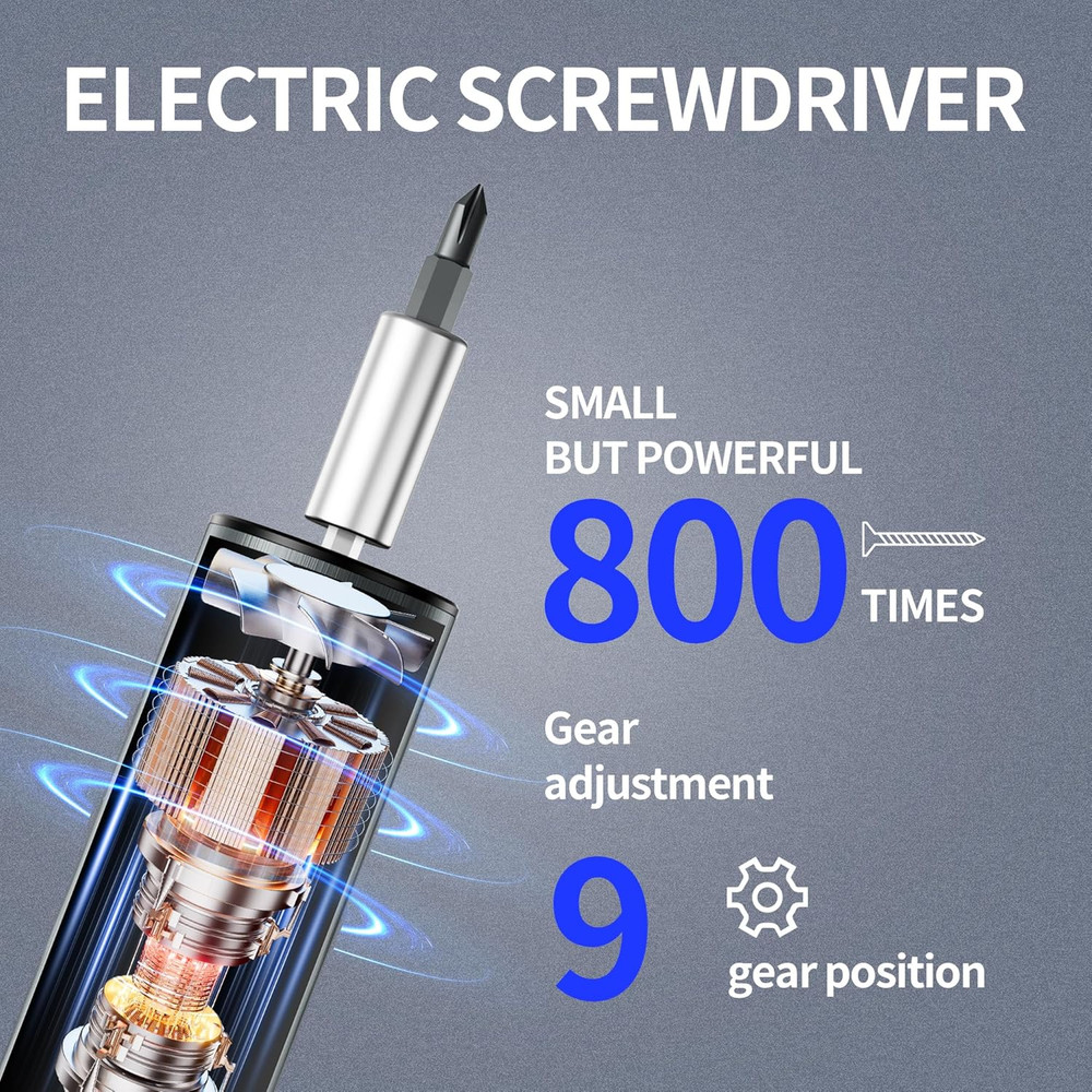 Multi-Functional Electric Screwdriver Set - Cordless Stick Drill w/Wireless C...