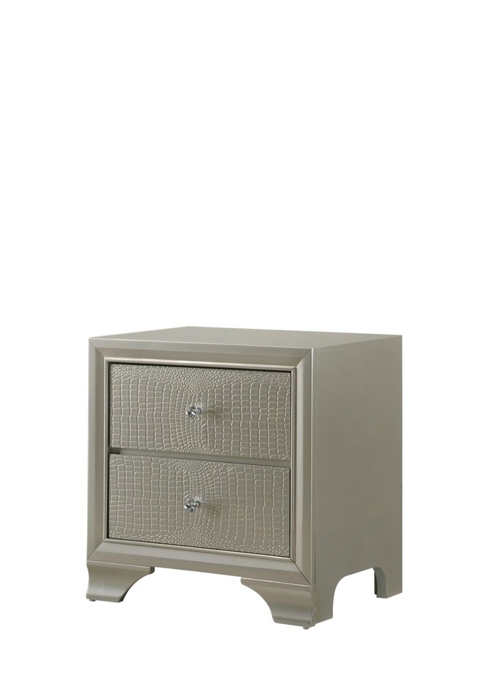 Modern 3pc Queen Size Upholstered LED Backlit HB Panel Bed Chest Nightstand Set
