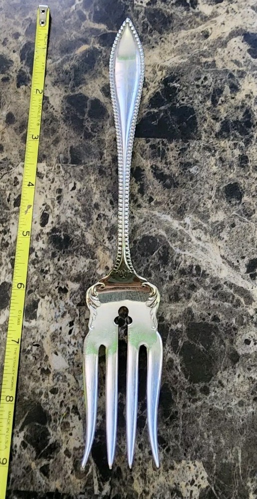 1847 ROGERS ANTIQUE c1895! VISTA PATTERN SILVERPLATED MEAT SERVING FORK 🥩