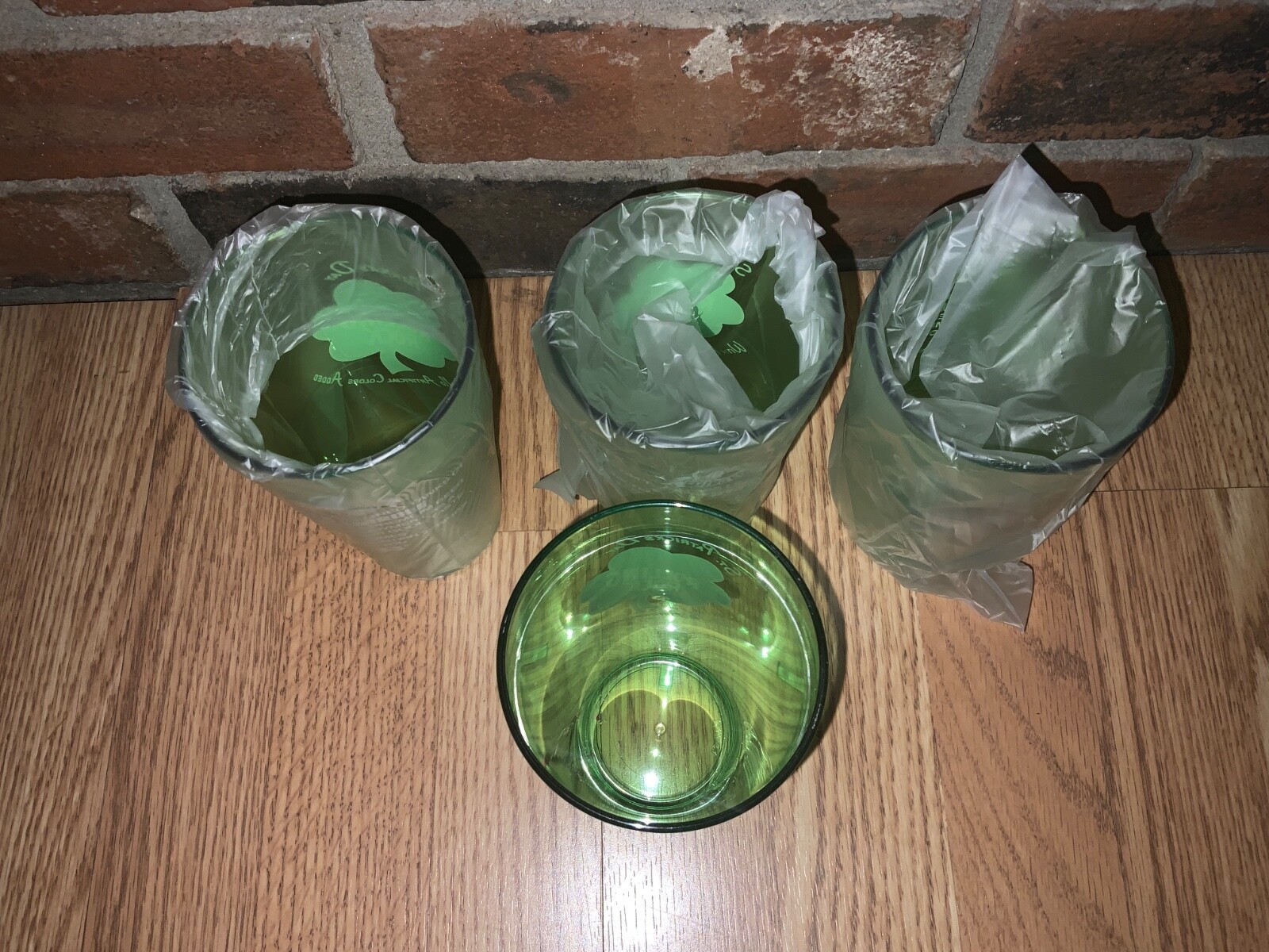 NEW Rolling Rock St. Patrick’s Day Pint Cup green Latrobe Shamrock logo set of 4