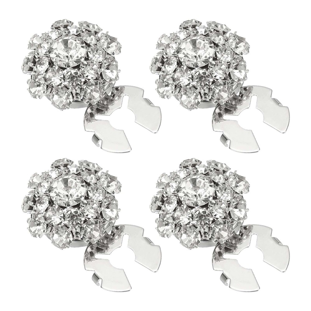 4 Pcs Rhinestone Button Covers, Detachable Shirt Buttons, Silver