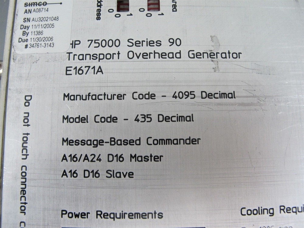 Hewlett Packard HP E1671A Sonet / SDH Transport OH Generator VXI Module