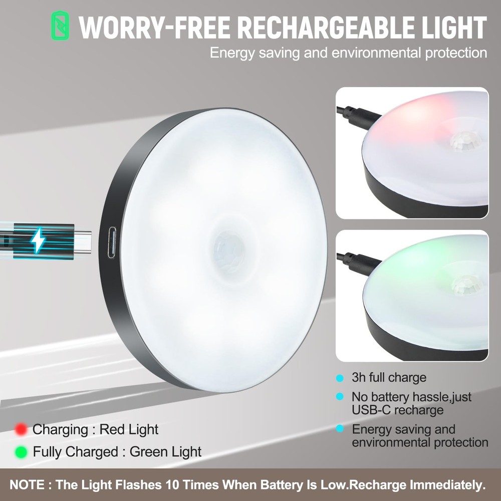 DWEPTU Motion Sensor Night Light 2 Pack LED Light, Black