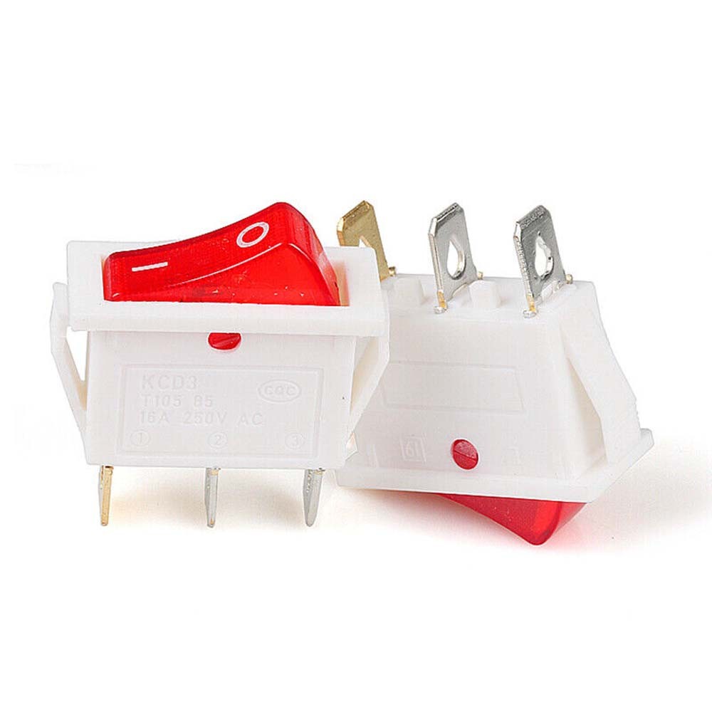 KCD3 Rectangular Latching Neon Rocker Switch ON/OFF 2-3 Pin 2-3 Way Five colours