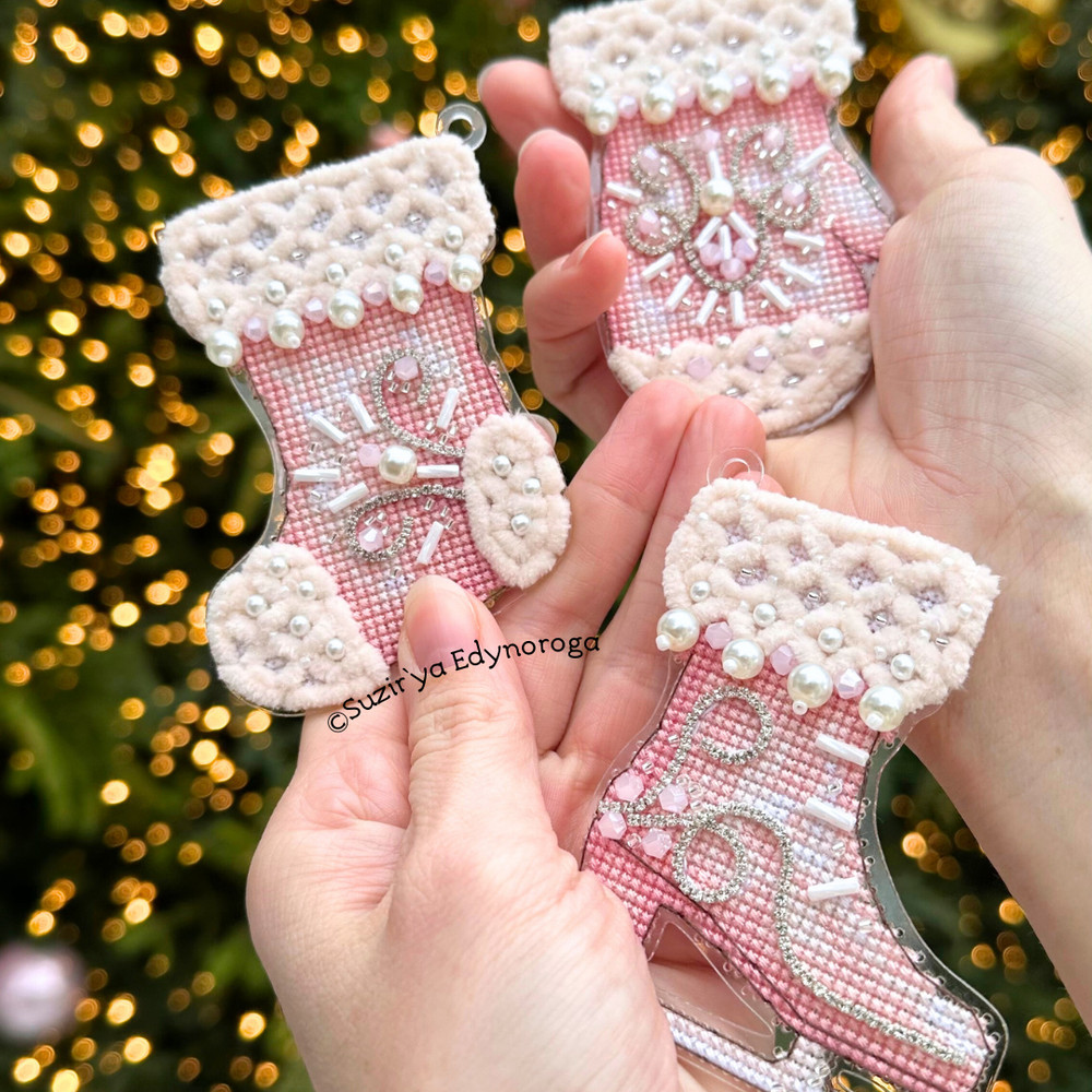 Pink boot Counted Cross Stitch Kit – DIY Needlework Craft