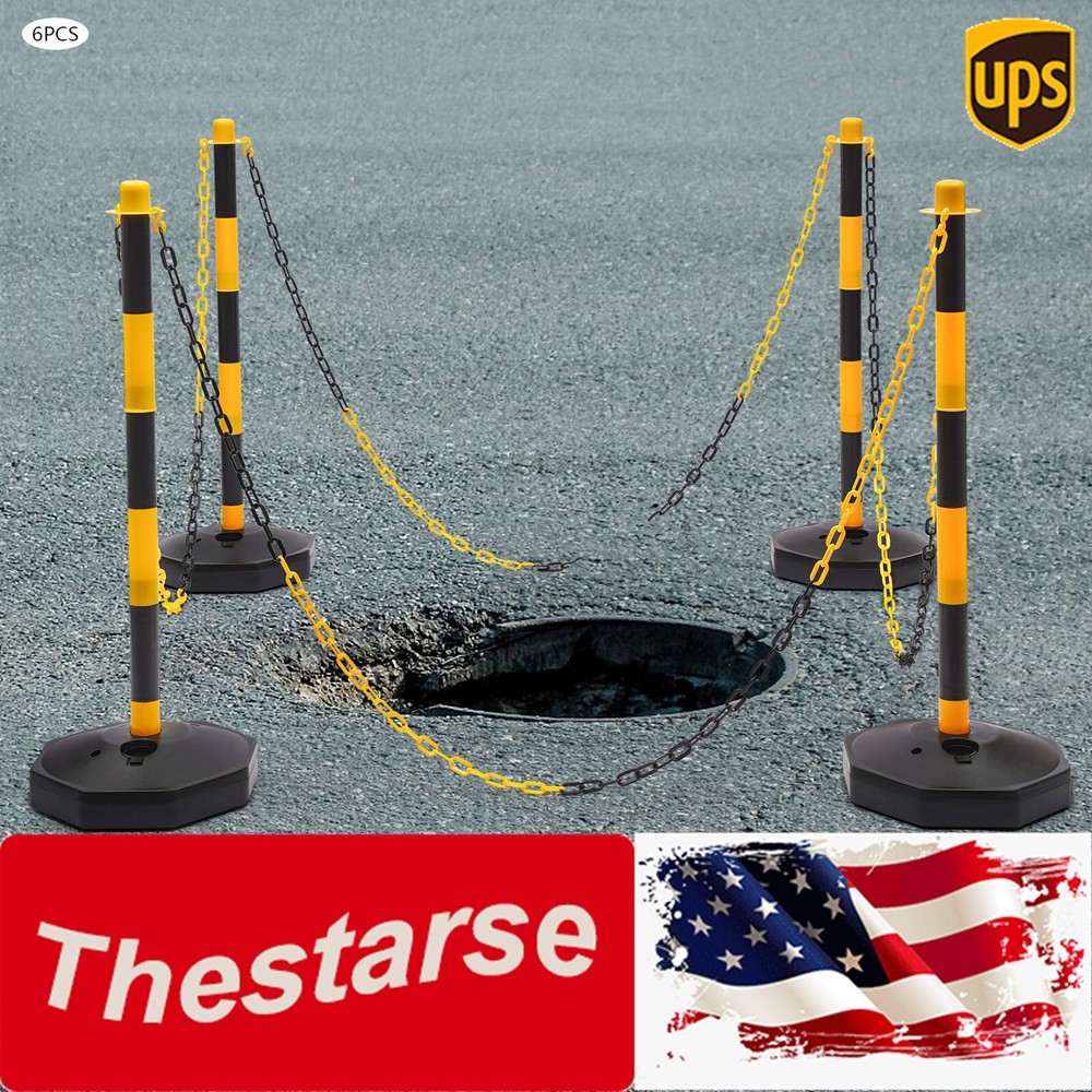 Traffic Delineator Post Cone Plastic Stanchion Post Set Crowd Control Stands