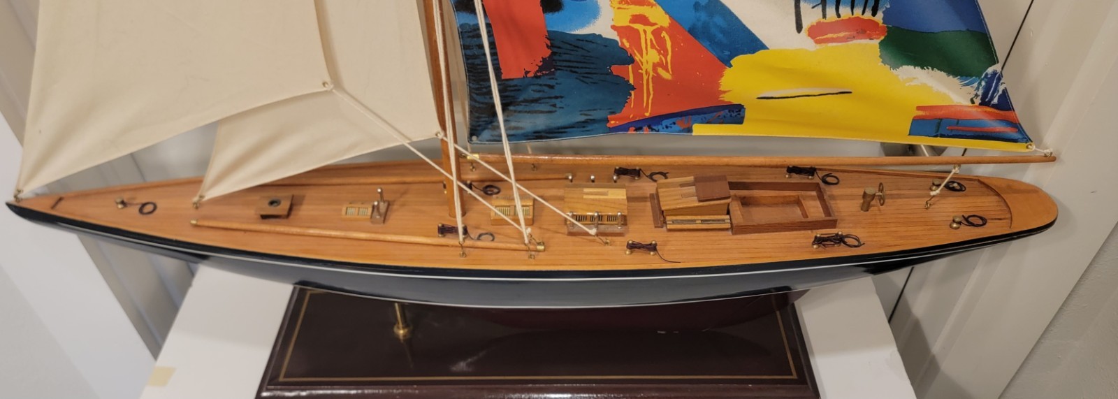 Vintage Meridian Vineyards Wine Store Display Wooden Sailboat Chardonnay LARGE