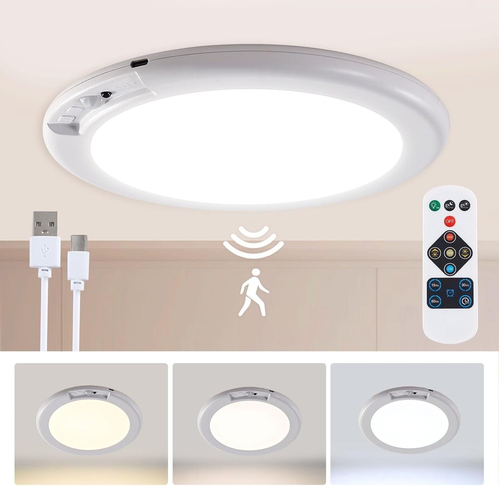 Rechargeable Wireless Remote for Closet Shower,Magnetic Motion Sensor Light