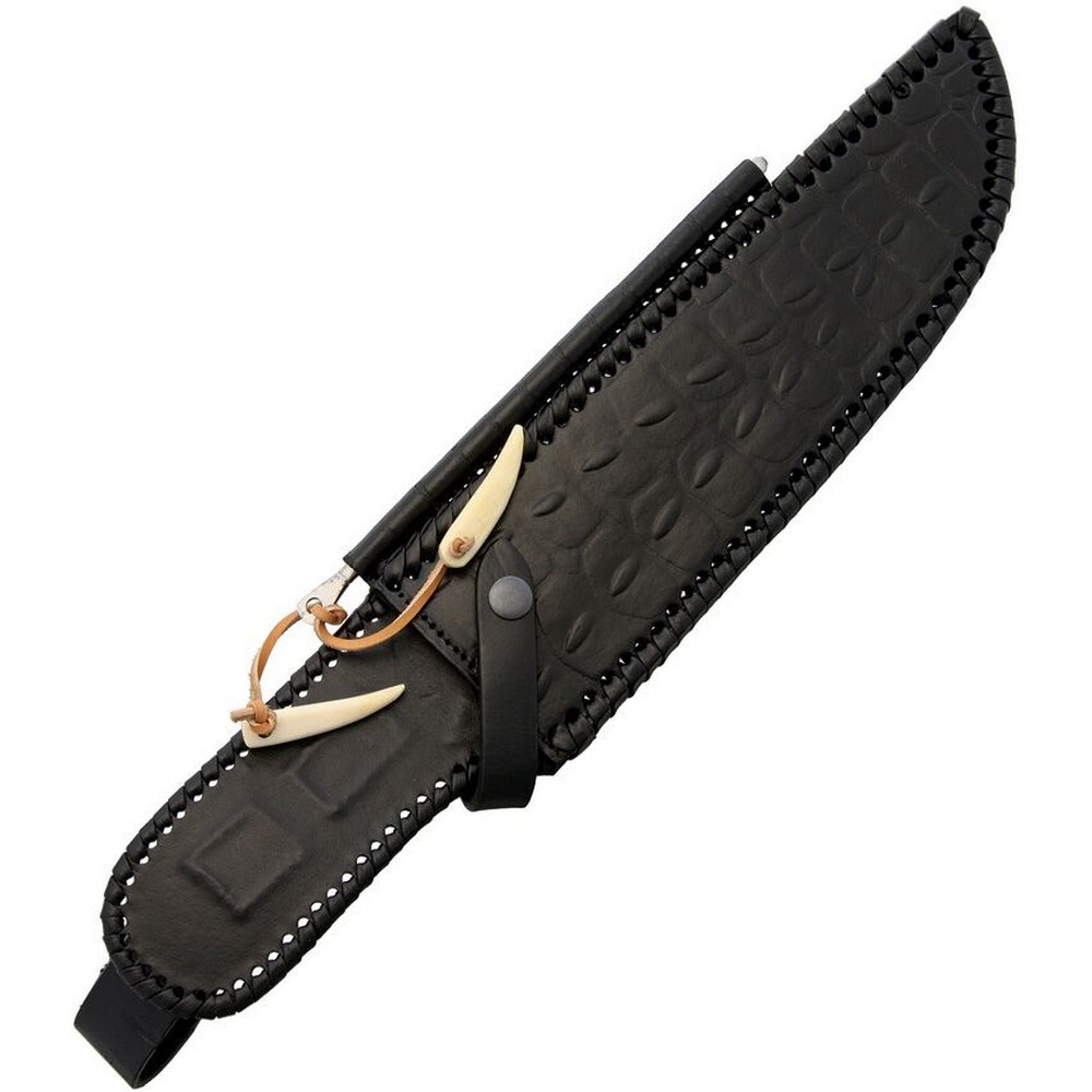 Down Under Outback Eclipse Fixed Knife Steel Blade Black Leather Handle DUK-OBE