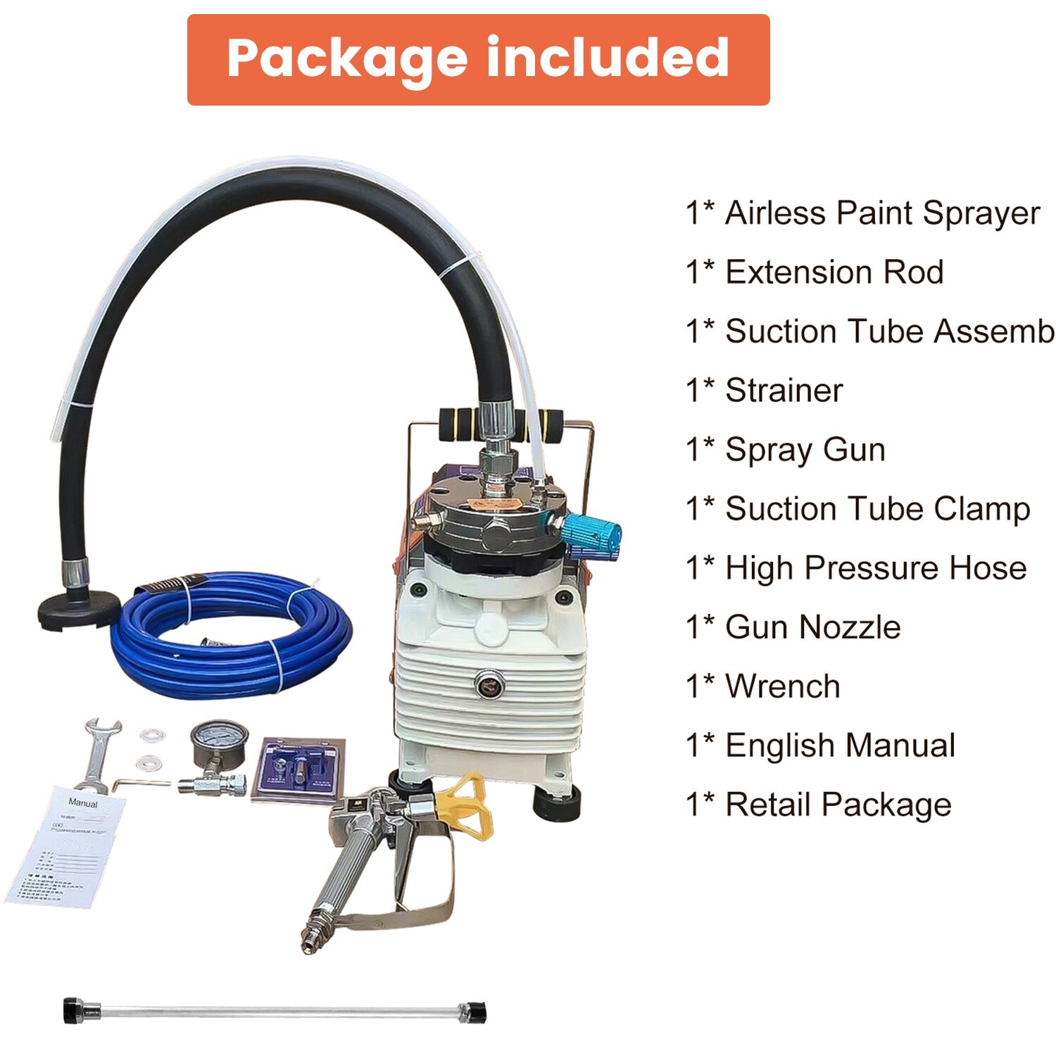 High Pressure Airless Paint Sprayer ,6000W,High Efficiency Power Painting 220V