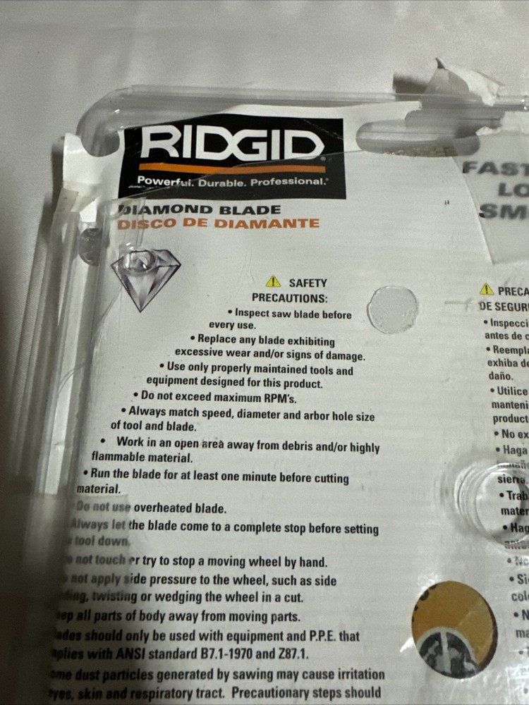 RIDGID 7" Continuous Diamond Blade HD-CT70CP **LIGHTLY USED**
