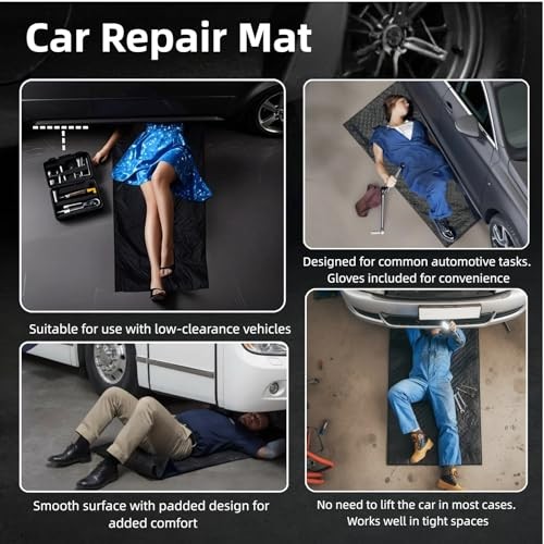 60''x28'' Rolling Creeper Mat with Storage Bag, Foldable Two-Layer Automotive