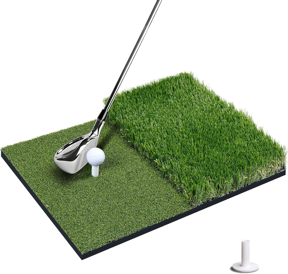 SIOTMERA Dual-Turf Golf Mat, 5x4ft Thickened Golf Hitting Mats,Alignment & Angle