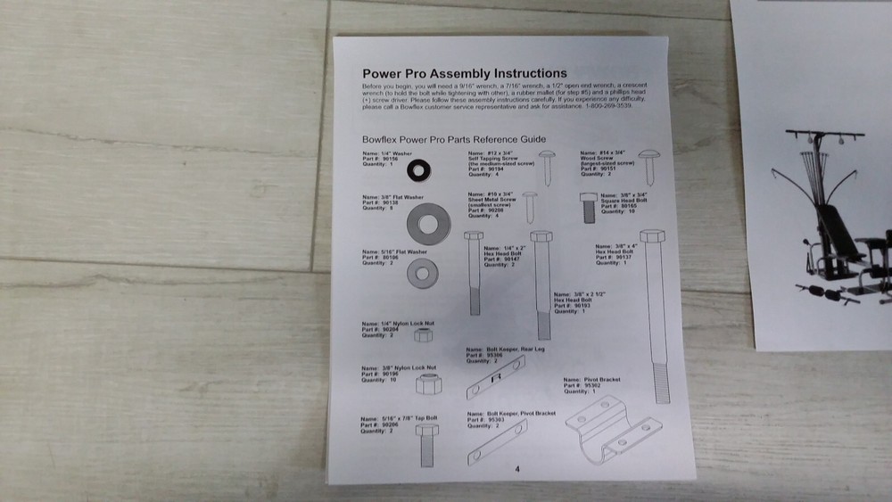 Bowflex Power Pro Assembly Manual Instructions