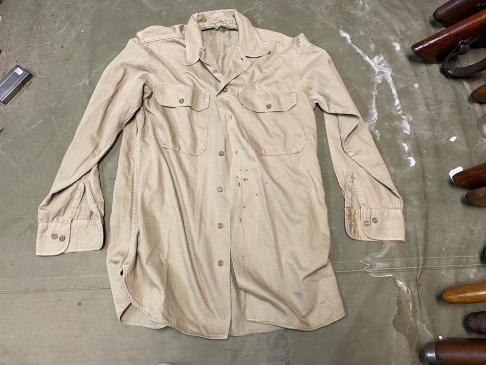 WWII US ARMY ENLISTED NCO SUMMER KHAKI COMBAT FIELD SHIRT-MEDIUM 40R