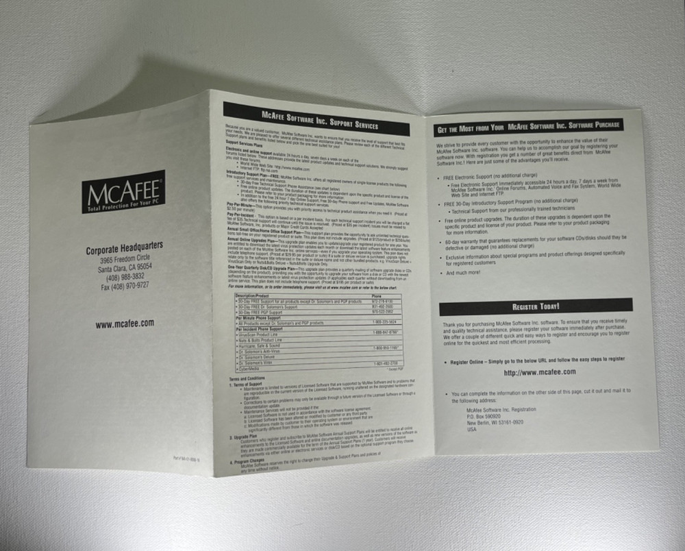 1998 McAfee Nuts & Bolts Platinum Big Box CD, Book, and inserts