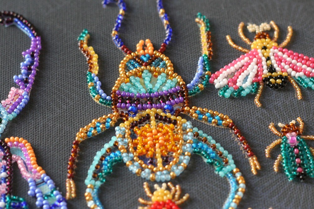 Bead Embroidery Kit DIY "Beetles" Beaded Needlepoint Craft Set