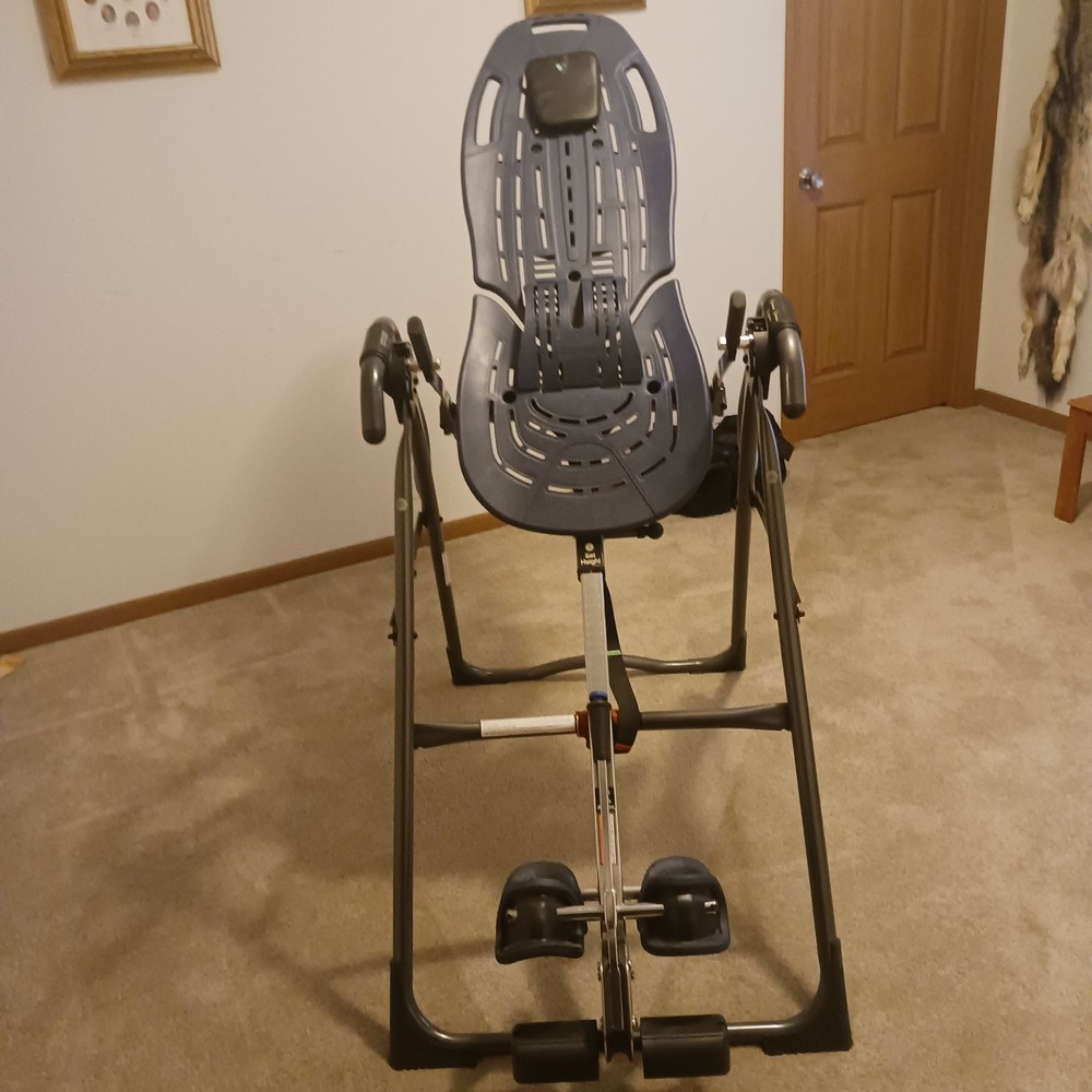 Teeter Inversion Table Adjustable Foldable Padded Blue Black Hand Grips