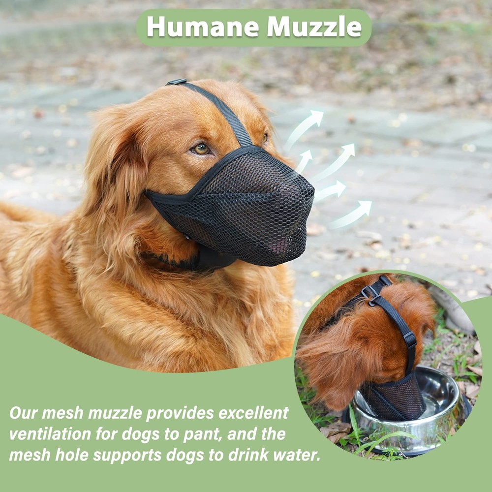 Mayerzon Dog Muzzle, Patented Soft Mesh Muzzle for M-(Snout:9¾"-10¾"), Black