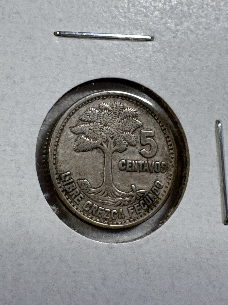 1957 Guatemala 5 Centavos Small Silver Coin