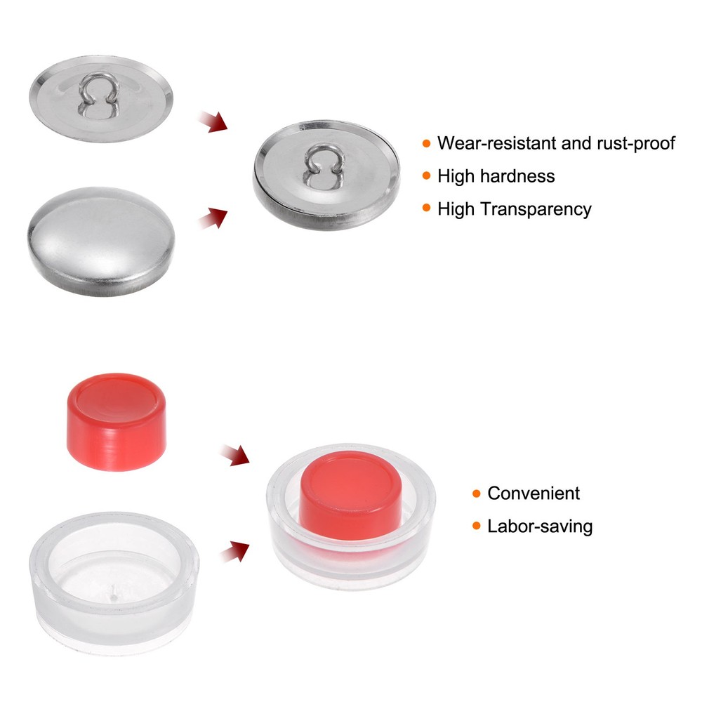 100 Sets Self Cover Button Kit 23mm Aluminum Button with 2 Tools