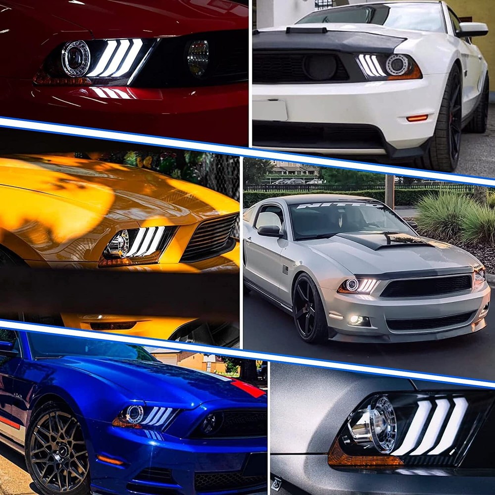 Pair for 2010-2012 Ford Mustang Headlights Sequential LED Projector w/ Bulbs