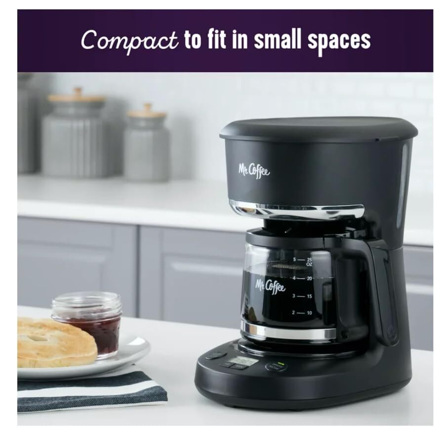 Mr. Coffee 5-Cup Digital Display Programmable Coffee Maker Mini Brew Now or L...