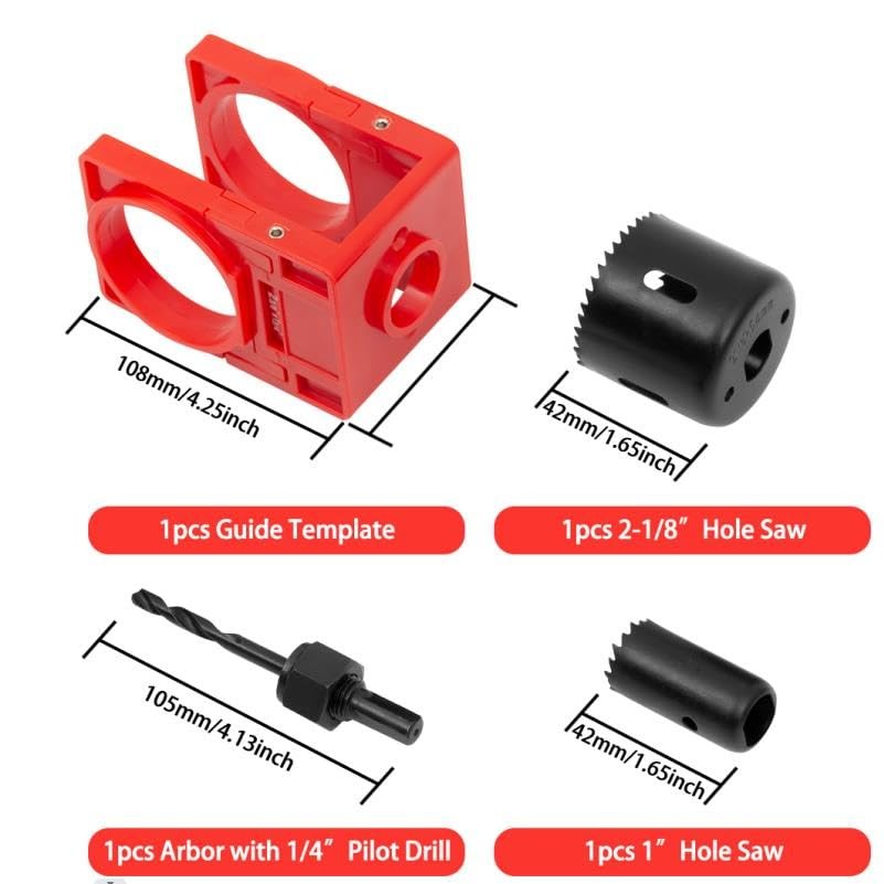 Door Lock Installation Kit with Hole Saw Jig Guide Template Set